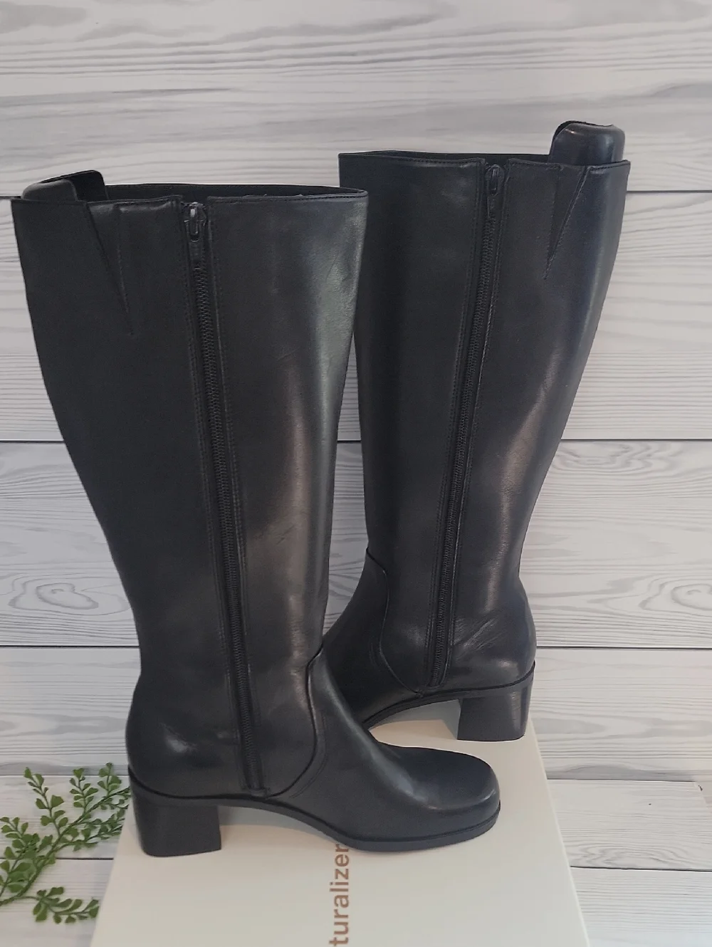 Naturalizer Auburn Hi Plus Knee-High Leather Boots - Black Womens Size 7.5